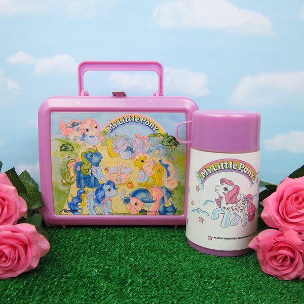 My Little Pony Lunch Box Thermos vintage 80's Aladdin Lunchbox Lunch Box  Complete Horse Pony Girl Toy 1986 Pink Lunch Box Hasbro Gift 