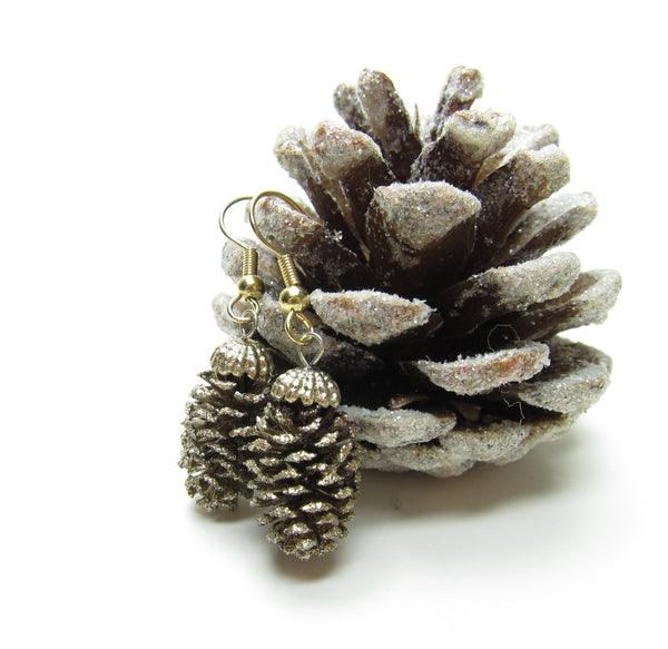 5Pc Silver Glitter Mini Pine Cone Picks 14cm