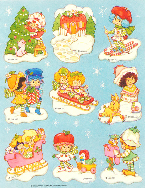 Strawberry Shortcake Christmas Tree Stickers Vintage Unused Sticker Sh