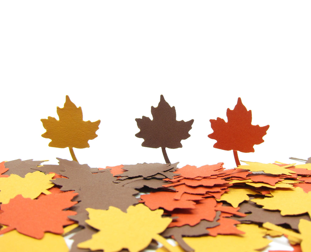 Maple Leaf Confetti Paper Die Cut Shapes Autumn Leaves, Large