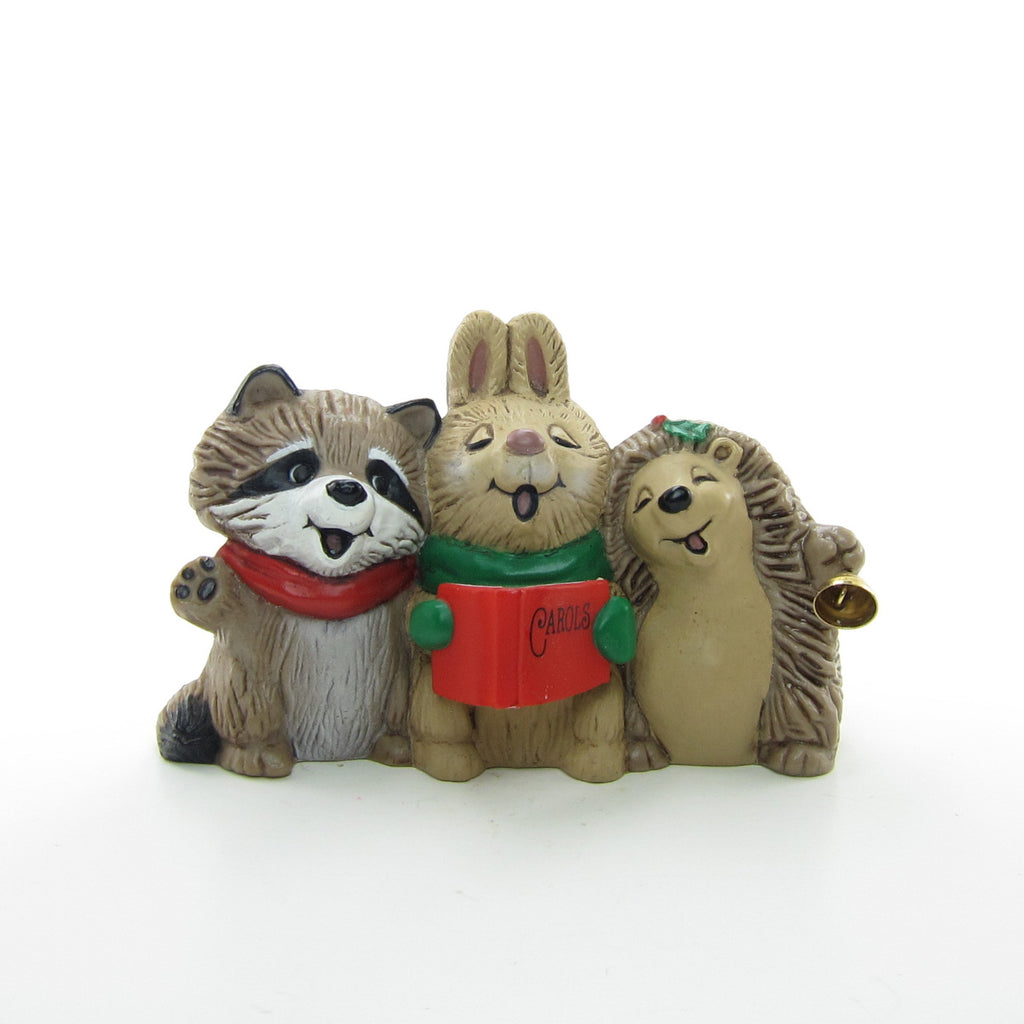Flocked Bunny Rabbit Vintage 1982 Hallmark Merry Miniatures Figurine 