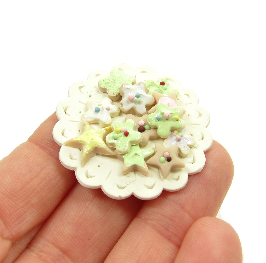 Miniature Sugar Cookies Frosted Polymer Clay Dollhouse Cookie Platter