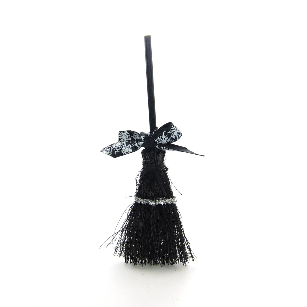 Black Halloween Broom Miniature Broomstick for Dolls & Crafts