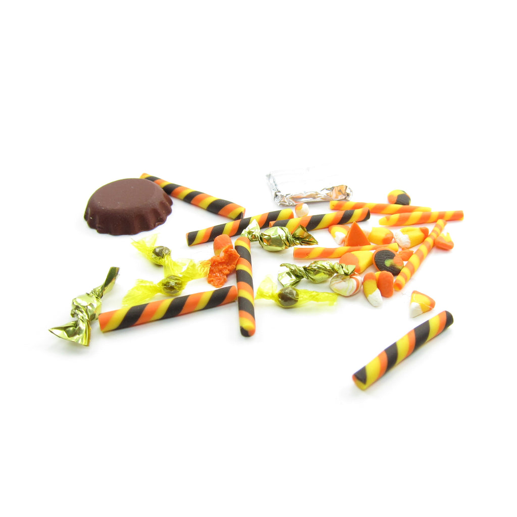 Miniature Halloween Candies Polymer Clay Chocolates, Candy Corn, Old Fashioned Candy