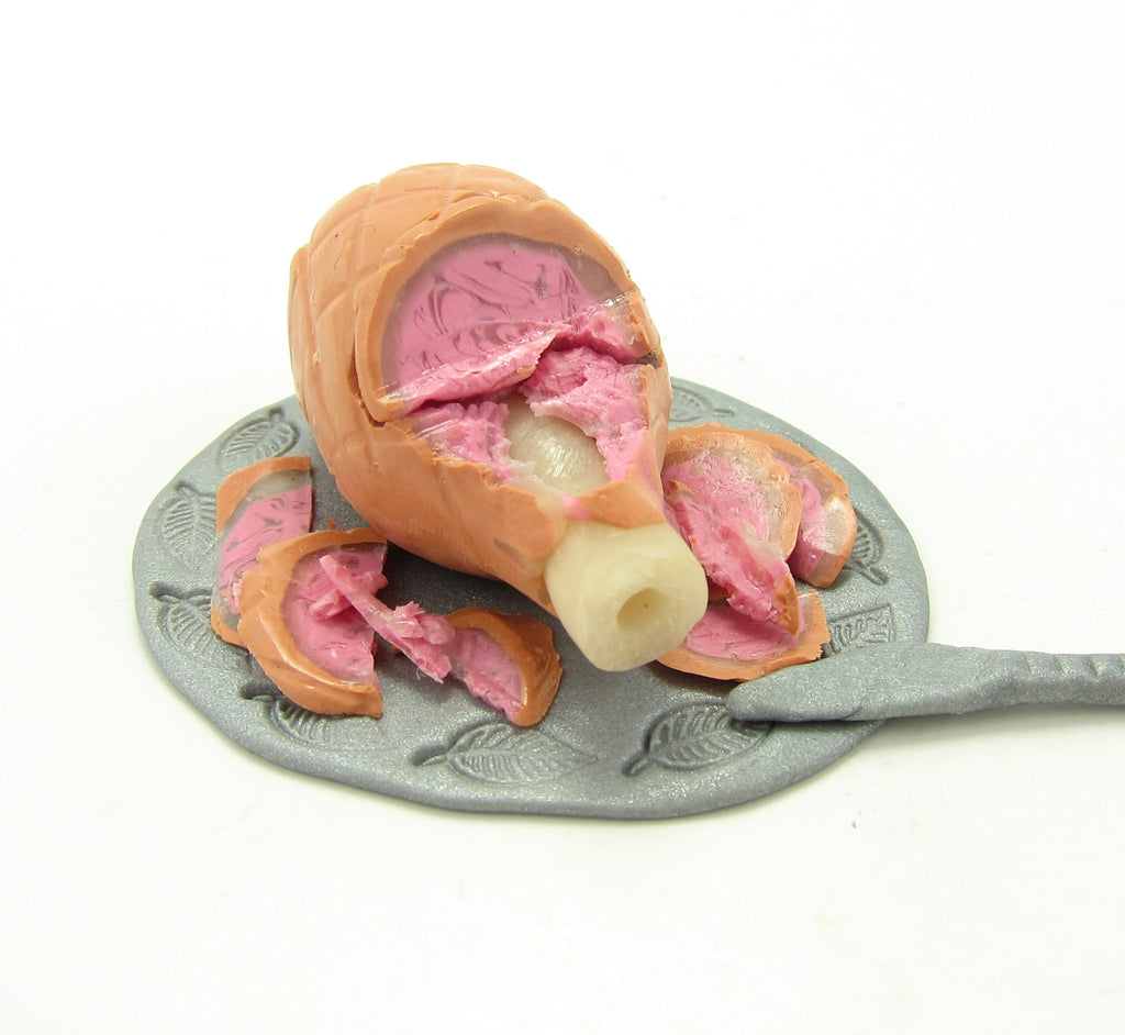 Ham on the Bone Polymer Clay Miniature for Playscale or Dollhouse Dinner