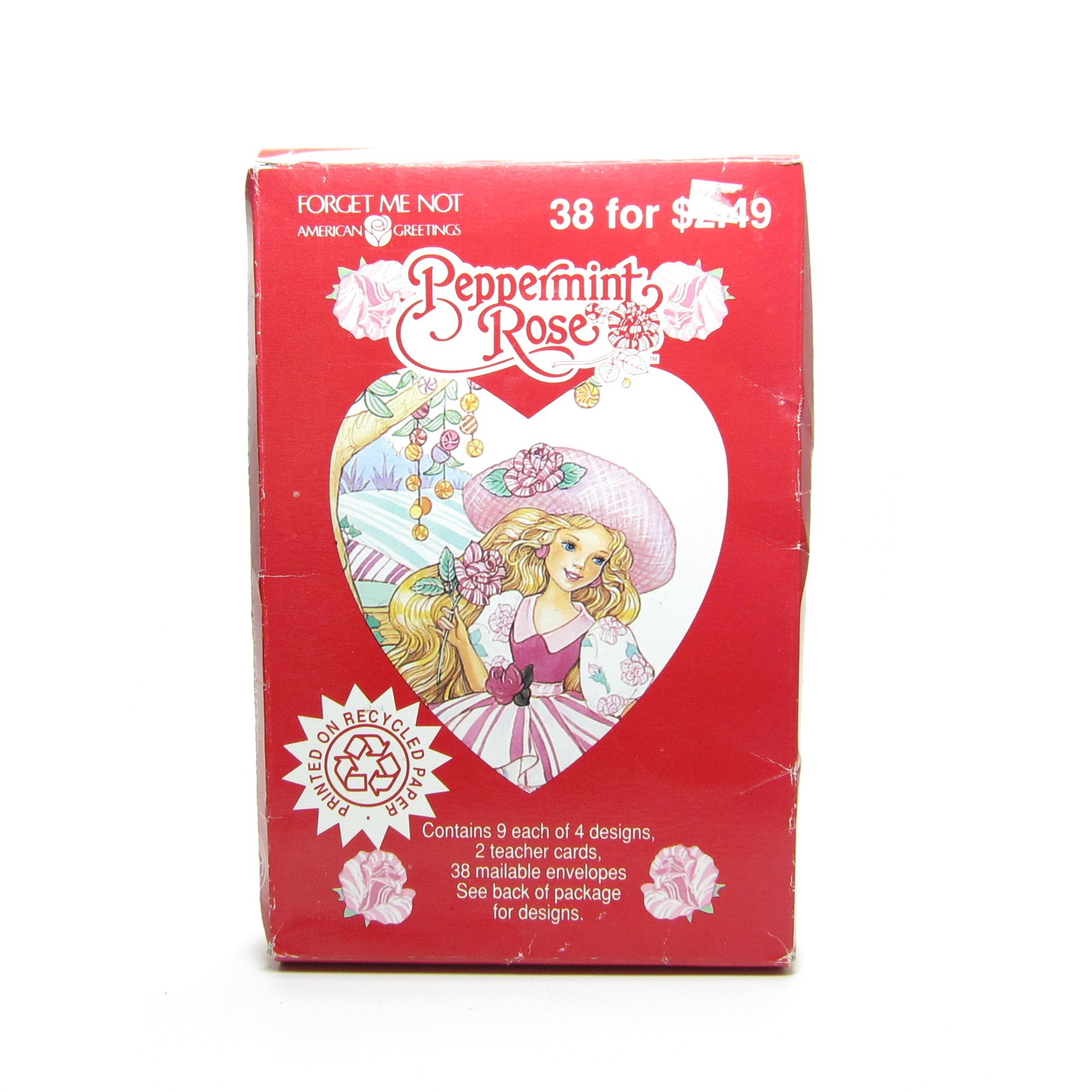 Peppermint Rose Valentines 1993 Vintage Box of 38 Valentine's Day