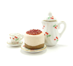 Miniature Cherry Cheesecake with Cherries Tea Set