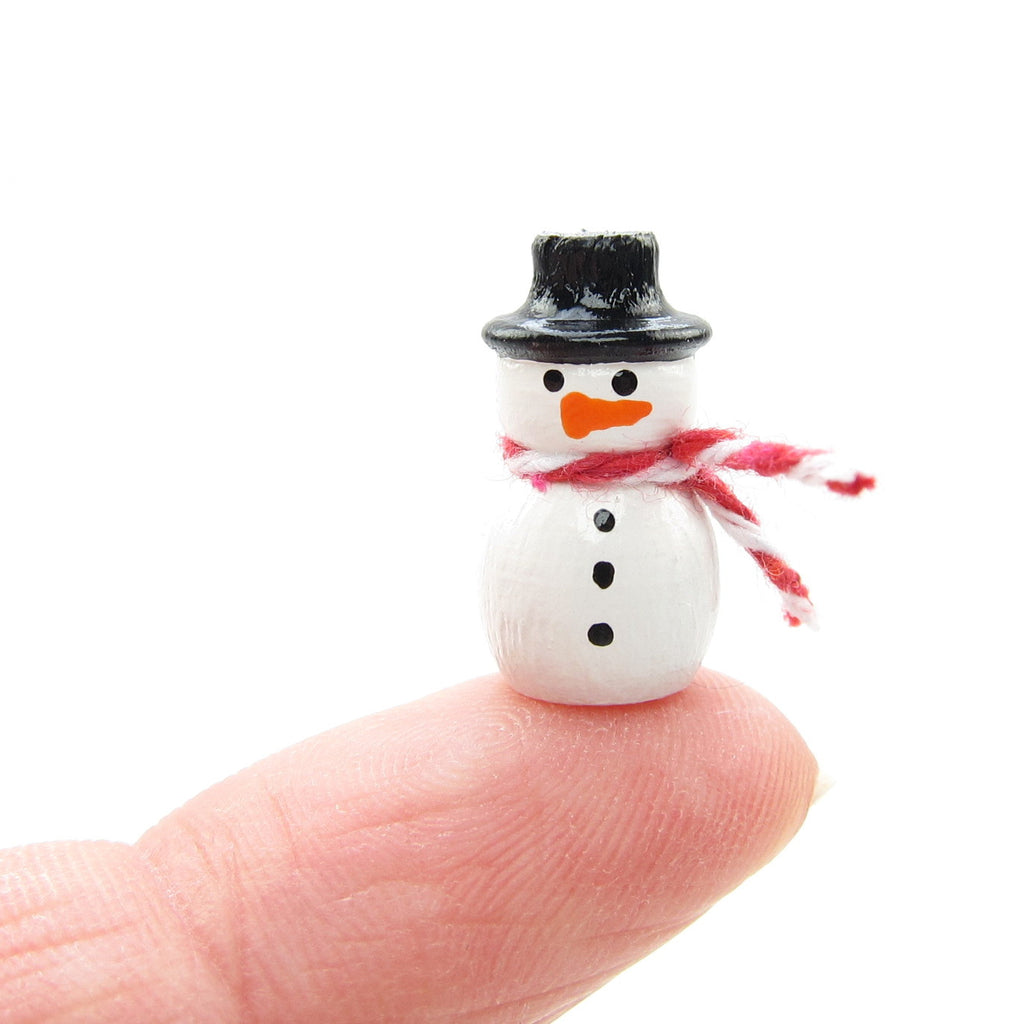 Miniature Snowman Hand Painted Wooden Figurine