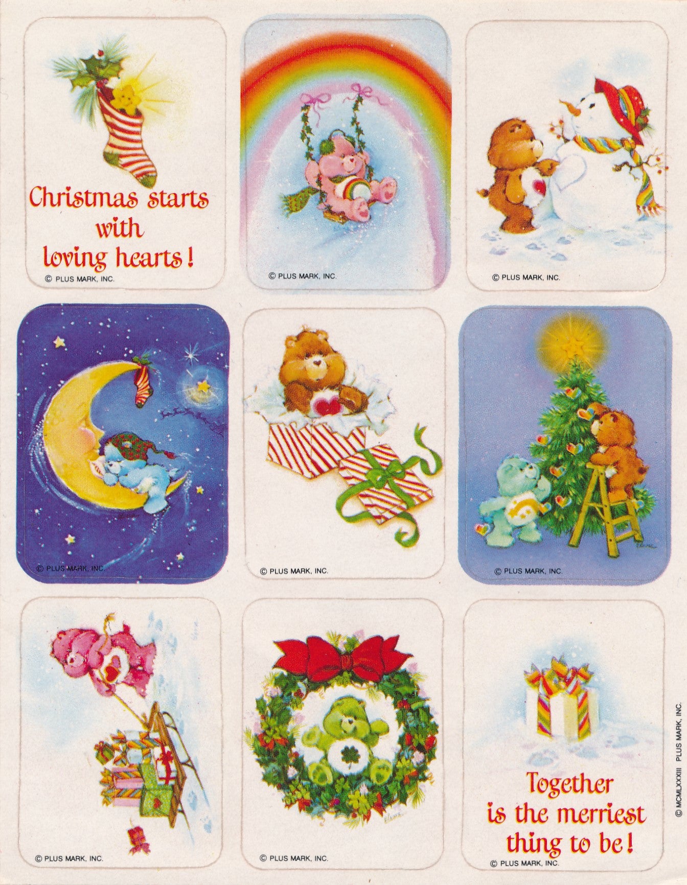 Little Twin Stars Heart Stickers Vintage 1983 Unused Sticker Sheet